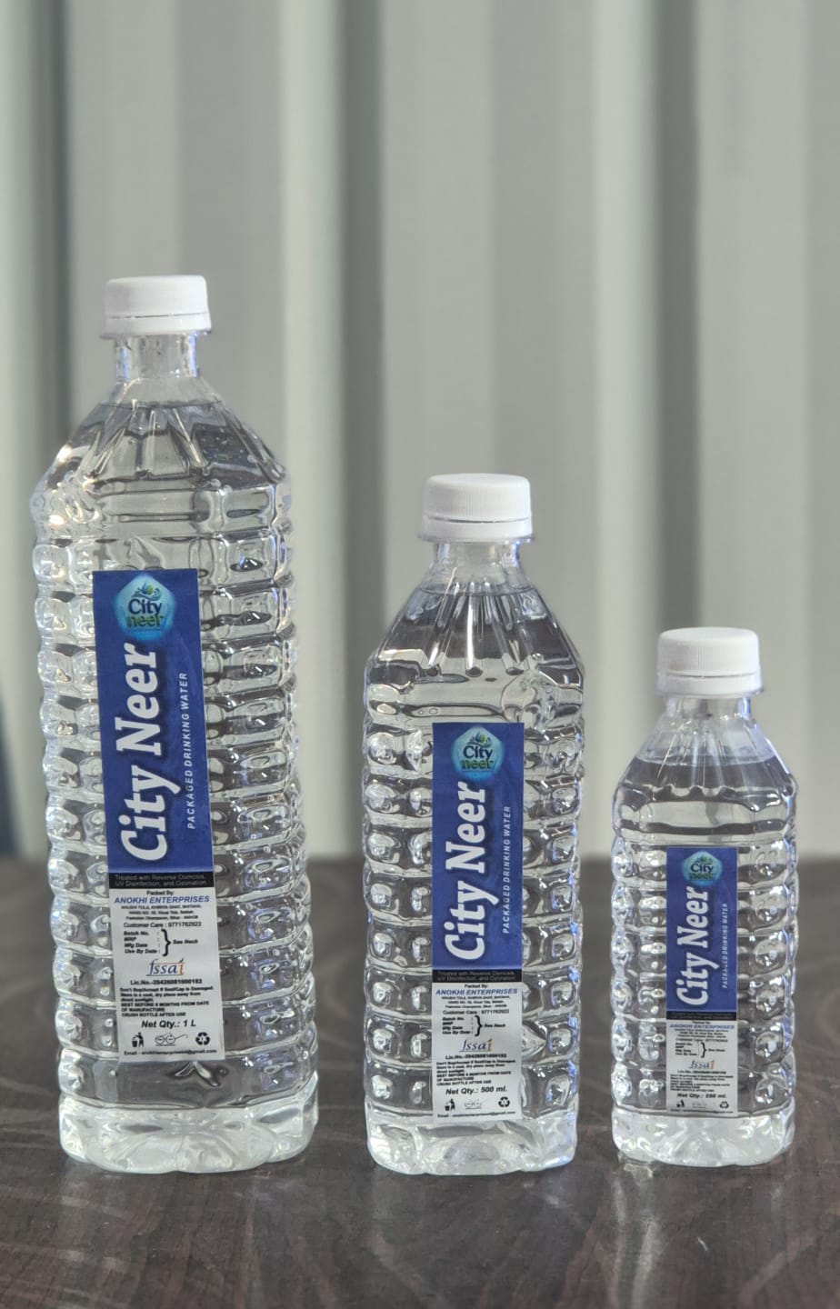 Cityneer packaged drinking water bottles in 1 litre, 500 ml and 250 ml sizes
